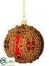 Silk Plants Direct Ball Ornament - Red Gold - Pack of 6