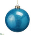 Silk Plants Direct Glittered Glass Ball Ornament - Blue - Pack of 6