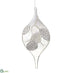 Silk Plants Direct Glittered Pine Cone Glass Finial Ornament - Silver White - Pack of 6