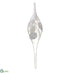 Silk Plants Direct Glittered Pine Cone Glass Finial Ornament - Silver White - Pack of 8