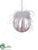 Feather Glass Ball Ornament - Pink White - Pack of 6