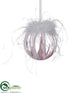 Silk Plants Direct Feather Glass Ball Ornament - Pink White - Pack of 6