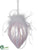 Feather Glass Finial Ornament - Pink White - Pack of 6