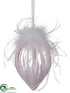 Silk Plants Direct Feather Glass Finial Ornament - Pink White - Pack of 6
