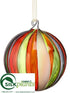 Silk Plants Direct Ball Ornament - Red Green - Pack of 4