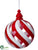 Swirl Glass Ball Ornament - Red White - Pack of 6