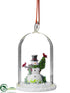 Silk Plants Direct Snowman in Glass Dome Ornament - White Green - Pack of 2