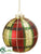 Plaid Ball Ornament - Green Red - Pack of 6