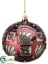 Silk Plants Direct Tapestry Damask Glass Ball Ornament - Burgundy Gold - Pack of 2