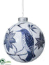 Silk Plants Direct Glass Ball Ornament - Blue White - Pack of 6