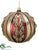 Beaded Bold Baroque Glass Ball Ornament - Burgundy Gold - Pack of 2