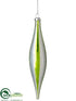 Silk Plants Direct Glitter Glass Finial Ornament - Green Pearl - Pack of 6