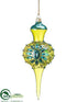 Silk Plants Direct Modern Jewel Tones Glass Finial Ornament - Peacock - Pack of 2