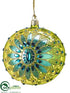 Silk Plants Direct Modern Jewel Tones Glass Finial Ornament - Peacock - Pack of 2