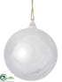 Silk Plants Direct Glass Ball Ornament - Silver White - Pack of 6