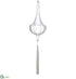 Silk Plants Direct Glass Finial Ornament With Tassel - Clear Frosted - Pack of 4