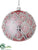 Glitter Glass Ball Ornament - Pink White - Pack of 2