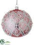 Silk Plants Direct Glitter Glass Ball Ornament - Pink White - Pack of 2