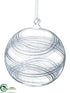 Silk Plants Direct Ball Ornament - Clear Silver - Pack of 6