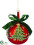 Silk Plants Direct Glass Christmas Tree Ball Ornament - Red Green - Pack of 6