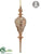 Glass Laced Finial Ornament - Gold Brown - Pack of 4