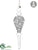 Glass Laced Finial Ornament - Silver Clear - Pack of 4