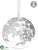 Glass Laced Ball Ornament - Silver Clear - Pack of 6