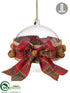 Silk Plants Direct Plaid Glass Ball Ornament - Red Green - Pack of 6