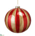 Silk Plants Direct Stripe Glass Ball Ornament - Red Gold - Pack of 6