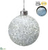 Silk Plants Direct Glittered Glass Ball Ornament With Light - Clear Silver - Pack of 4
