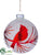 Cardinal Ball Ornament - White Red - Pack of 6