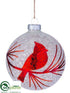 Silk Plants Direct Cardinal Ball Ornament - White Red - Pack of 6