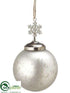 Silk Plants Direct Ball Ornament - Silver Antique - Pack of 4