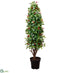 Silk Plants Direct Laurel With Berry Topiary Tree - Green Red - Pack of 1