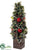 Holly, Pine Cone, Ornament Ball Topiary - Red Green - Pack of 2