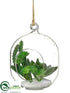Silk Plants Direct Hanging Glittered Succulent Garden - Green Glittered - Pack of 6