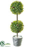 Silk Plants Direct Iced Boxwood Two Ball Topiary - Green White - Pack of 6