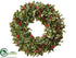 Silk Plants Direct Glittered Pine Cone, Rosehip, Rose Leaf Wreath - Green Brown - Pack of 1