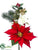 Velvet Poinsettia, Rose, Holly, Pine Pick - Red White - Pack of 24