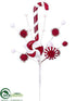 Silk Plants Direct Candy Cane, Pompon Pick - Red White - Pack of 12