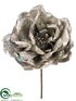 Silk Plants Direct Glitter Rose Pick - Silver - Pack of 12