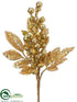 Silk Plants Direct Glitter Berry Pick - Gold - Pack of 24