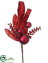Silk Plants Direct Ball, Leaf, Ribbon Pick - Red - Pack of 36