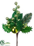 Silk Plants Direct Ball, Berry, Holly Pick - Green Green - Pack of 12