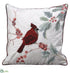 Silk Plants Direct Embroidery Cardinal Pillow - White Red - Pack of 4