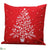 Embroidery Christmas Tree Pillow - Red White - Pack of 4