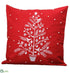 Silk Plants Direct Embroidery Christmas Tree Pillow - Red White - Pack of 4