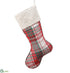 Silk Plants Direct Plaid Stocking - Red White - Pack of 6