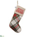 Silk Plants Direct Merry Christmas Plaid Stocking - Green Red - Pack of 6