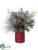 Pine, Pine Cone, Berry Holiday Arrangement - Green - Pack of 4